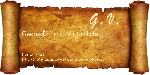 Gacsári Vitolda névjegykártya